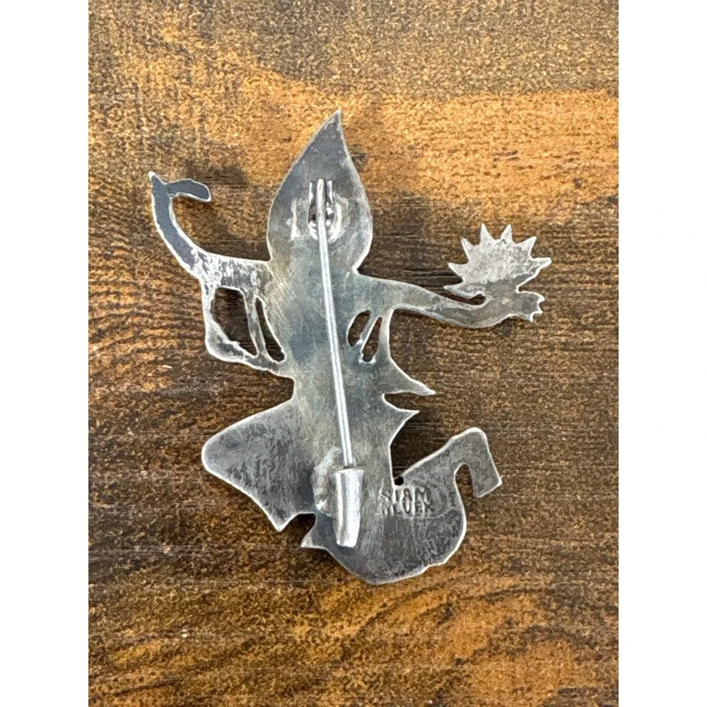 Vintage Siam Sterling Silver Thai Dancer Brooch Pin Mid Century Thailand Jewelry